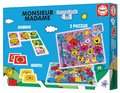 Superpack 4v1 Monsieur Madame Educa domino pexeso a 2 puzzle s 25 dielikmi