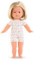 Bábika Candice Ma Corolle krátke blond vlasy a hnedé žmurkajúce oči v ružových vzorovaných šatách 36 cm