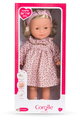 Bábika Candice Ma Corolle krátke blond vlasy a hnedé žmurkajúce oči v ružových vzorovaných šatách 36 cm