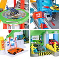 Garáž s 2 motorizovanými výťahmi a vláčikom Super City Garage Majorette 7 poschodová so zvukom a svetlom 6 autíčok  128*78*73 cm MJ2009003