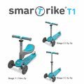 Kolobežka a odrážadlo T1 smarTrike 3v1 s T-lock systémom, nastaviteľným sedadlom a rúčkou šedo-modrá od 15 mes
