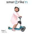 Kolobežka a odrážadlo T1 smarTrike 3v1 s T-lock systémom, nastaviteľným sedadlom a rúčkou šedo-modrá od 15 mes