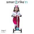 Kolobežka a odrážadlo T1 smarTrike 3v1 s T-lock systémom, nastaviteľným sedadlom a rúčkou šedo-modrá od 15 mes