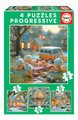 Puzzle Zajačikovia Bunny City Progressive Educa progresívne 12-16-20-25 dielov