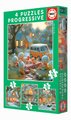 Puzzle Zajačikovia Bunny City Progressive Educa progresívne 12-16-20-25 dielov