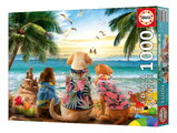 Puzzle Dogs on the Beach Educa 1000 dielov a Fix lepidlo