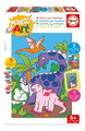 Maľovanie podľa čísiel Svet dinosaurov Magic Art Number Dinosaurs Educa 2 obrázky s rámikom a 9 farieb so štetcom a paletou od 6 rokov