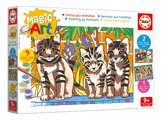 Maľovanie podľa čísiel Šteniatka a mačičky Magic Art Number Cats & Dogs Educa 2 obrázky s rámikom a 9 farieb so štetcom a paletou od 9 rokov