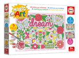 Maľovanie podľa čísiel Kvety Magic Art Number Flowers Educa 2 obrázky s rámikom a 9 farieb so štetcom a paletou od 9 rokov
