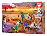 Puzzle Dogs Playing on the Beach Educa 1000 dielov a Fix lepidlo