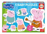Puzzle pre najmenších Peppa Pig 4 Baby Educa progresívne 2-4-4-4-5 dielikov od 24 mes EDU20319