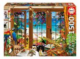 Puzzle Bird Watcher´s Window Educa 1500 dielov a Fix lepidlo