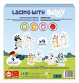 Puzzle prevliekačka Lacing with Bluey Educa 4 obrázky so 4 farebnými šnúrkami od 3 rokov EDU20399