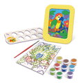 Maľovanie podľa čísiel Papagáj a páv Magic Art Number Peacock & Parrot Educa 2 obrázky s rámikom a 9 farieb so štetcom a paletou od 6 rokov
