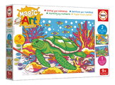 Maľovanie podľa čísiel Morské živočíchy Magic Art Number Marine Animals Educa 2 obrázky s rámikom a 9 farieb so štetcom a paletou od 9 rokov