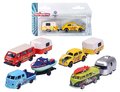 Autíčko s prívesom VW The Originals Trailer Majorette kovové s odpružením 13 cm dĺžka 4 druhy
