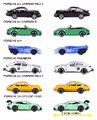 Mașinuță Porsche Premium Majorette 6 tipuri diferite, metal, cu piese mobile, lungime 7,5 cm, 1:64