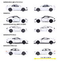 Mașinuțe Nissan Giftpack Majorette set metalic de 5 tipuri, în ambalaj cadou; lungime 7,5 cm; 1:64