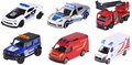 Autíčka zásahové S.O.S. Majorette s pohyblivými časťami 7,5 cm dĺžka 3 druhy 2 rôzne varianty