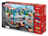 Garáž 3 poschodová s autoservisom Garage City Flex Majorette s manuálnym výťahom autoumyvárňou a 5 autíčok