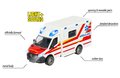 Autíčko sanitka Mercedes-Benz Sprinter Ambulance Majorette so zvukom a svetlom dĺžka 15 cm