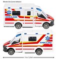 Autíčko sanitka Mercedes-Benz Sprinter Ambulance Majorette so zvukom a svetlom dĺžka 15 cm