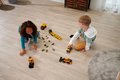 Kamión s nakladačom Volvo Truck & Wheel Loader Majorette 35 cm dĺžka so zvukom a svetlom
