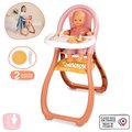 Jedálenská stolička s farebnými krúžkami Highchair Soft Baby Nurse Smoby s lyžičkou a tanierikom pre 42 cm bábiku od 18 mes