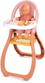 Jedálenská stolička s farebnými krúžkami Highchair Soft Baby Nurse Smoby s lyžičkou a tanierikom pre 42 cm bábiku od 18 mes