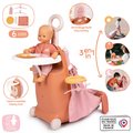 Prebaľovací kufrík s postieľkou na kolieskach 3v1 Nursery Soft Baby Nurse Smoby s jedálenskou stoličkou 6 doplnkov od 18 mes