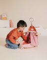 Prebaľovací kufrík s postieľkou na kolieskach 3v1 Nursery Soft Baby Nurse Smoby s jedálenskou stoličkou 6 doplnkov od 18 mes