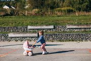 Hlboký kočík s textilom Pram Soft Baby Nurse Smoby pre 42 cm bábiku s 54 cm vysokou ergonomickou rúčkou od 18 mes