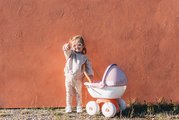 Hlboký kočík s textilom Pram Soft Baby Nurse Smoby pre 42 cm bábiku s 54 cm vysokou ergonomickou rúčkou od 18 mes