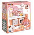 Kuchynka pre bábiku Baby Nurse Kitchen Smoby s varnou doskou a rúrou so 6 doplnkami od 18 mes