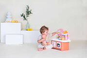 Kuchynka pre bábiku Baby Nurse Kitchen Smoby s varnou doskou a rúrou so 6 doplnkami od 18 mes