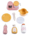 Kuchynka s jedálenskou stoličkou pre bábiku Baby Nurse Kitchen & High Chair Smoby s kuchynským robotom 7 doplnkov od 18 mes
