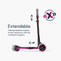 Kolobežka trojkolesová s rozšíriteľnou doskou Xtend Pink Scooter smarTrike skladacia s výškovo nastaviteľnými riadidlami a LED kolesami od 3 do 12 rok