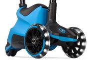 Odrážadlo a kolobežka 2v1 trojkolesová s LED kolesami Xtend Scooter Ride-on Blue smarTrike s vodiacou tyčou s nastaviteľnou výškou a úložným priestoro