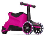 Odrážadlo a kolobežka 2v1 trojkolesová s LED kolesami Xtend Scooter Ride-on Pink smarTrike s vodiacou tyčou s nastaviteľnou výškou a úložným priestoro