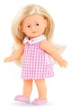 Bábika Mini Corolline Rosy Corolle dlhé blond vlasy s modrými očami a ružové šaty 20 cm