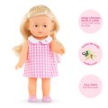 Bábika Mini Corolline Rosy Corolle dlhé blond vlasy s modrými očami a ružové šaty 20 cm