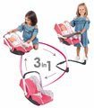 3-kombinácia hojdačka autosedačka stolička Trio Pastel Maxi Cosi&Quinny Smoby pre bábiku ružová trojuholníková