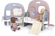 Domček pre bábiku s 5 hernými zónami Baby Care Childcare Center Smoby skladací a prenosný so 6 doplnkami