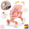 Kočík športový s otočnými kolieskami Pop Pushchair Soft Baby Nurse Smoby s textilným poťahom pre 42 cm bábiku výška rúčky 53 cm od 18 mes