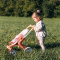 Kočík športový s otočnými kolieskami Pop Pushchair Soft Baby Nurse Smoby s textilným poťahom pre 42 cm bábiku výška rúčky 53 cm od 18 mes