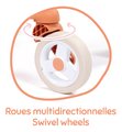 Kočík športový s otočnými kolieskami Pop Pushchair Soft Baby Nurse Smoby s textilným poťahom pre 42 cm bábiku výška rúčky 53 cm od 18 mes