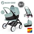 Kočík trojkombinácia Maxi Cosi 3in1 Pushchair+Pram Sage Smoby hlboký/športový/prenosná postieľka pre 42 cm bábiku olivový