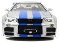 Autíčko Nissan Skyline GT-R 2002 Fast & Furious Jada kovové s otvárateľnými časťami dĺžka 19 cm 1:24