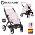 Kočík pre dvojičky s bezpečnostným pásom Twin Pushchair Pink Maxi Cosi&Quinny Smoby pre 42 cm bábiku s 64 cm ergonomickou rúčkou