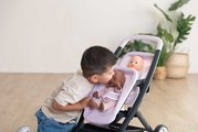 Kočík pre dvojičky s bezpečnostným pásom Twin Pushchair Pink Maxi Cosi&Quinny Smoby pre 42 cm bábiku s 64 cm ergonomickou rúčkou